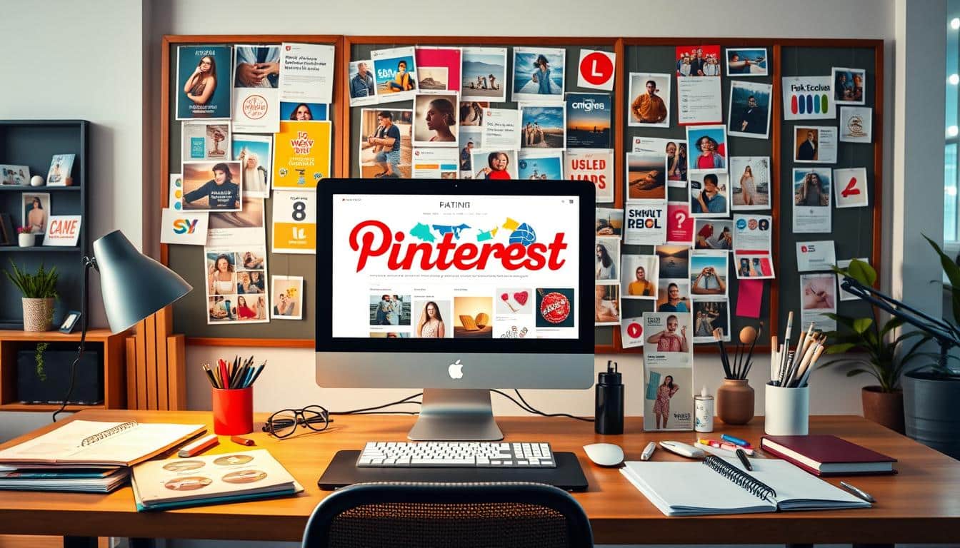 Creative workspace with Pinterest on computer screen atd-advertising